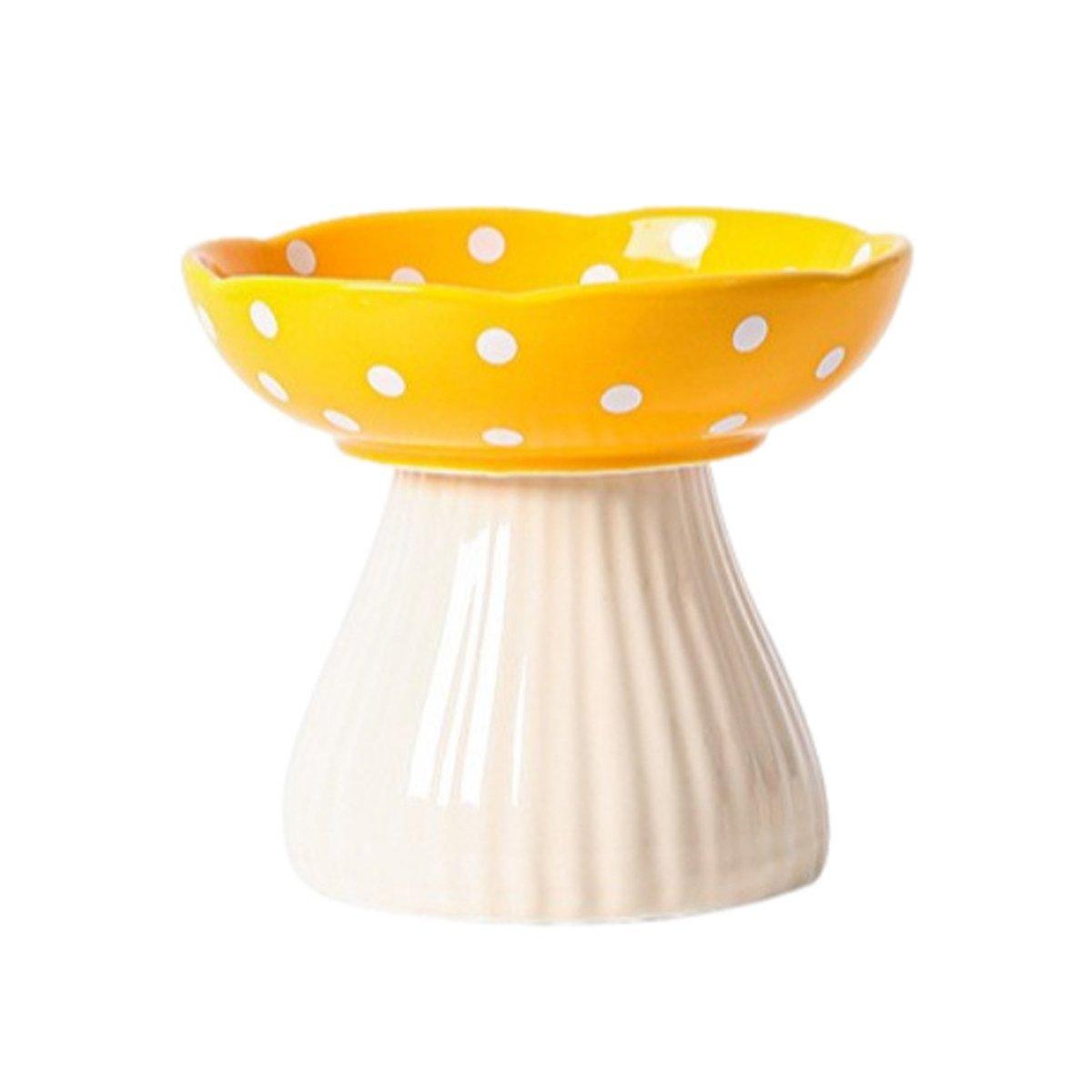 Pet Elevated Mushroom Bowl Ceramic Cat Dog Bowl Dish Food Feeder Raised Cat Bowl - Black